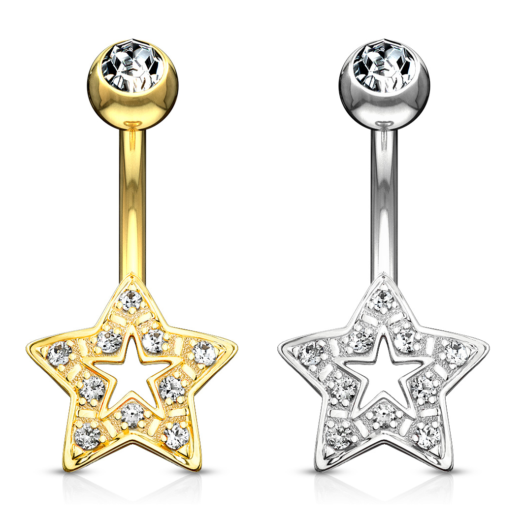 Navlepiercing af 14 karat guld med udstanset stjerne